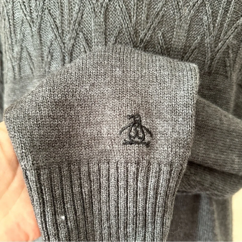 Penguin Long Sleeve 1/4 Zip Merino Wool Blend Grey Sweater Size XL